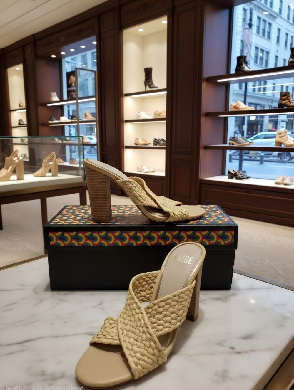 PAIGE NOVA BRAIDED CROSSOVER RAFFIA MULES SANDALS WOMEN'S SZ 7 $290